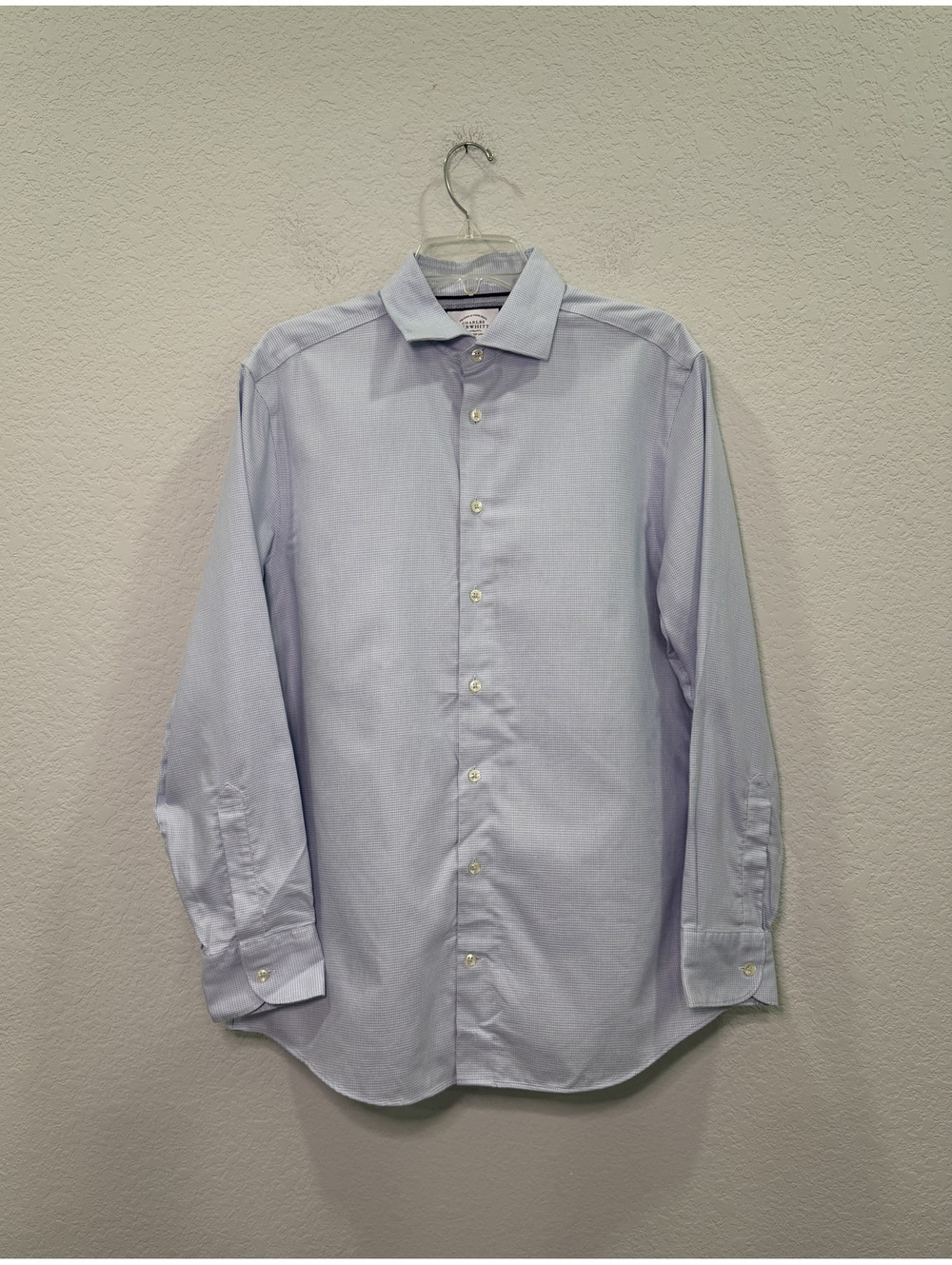 Charles Tyrwhitt Men's Blue & White Checked Button Down - 16/34in